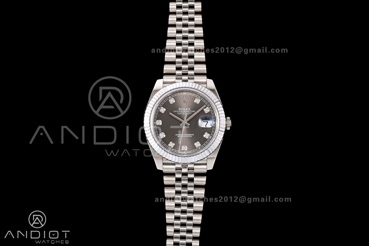 DateJust 41 126334 904L SS RGF 1:1 Best Edition Gray Diamonds Dial on Jubilee Bracelet JH3235 (Free Sprung)